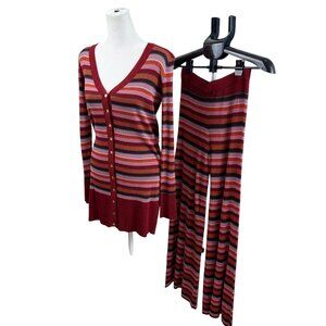 NWT ZARA Knitwear Collection Striped Cardigan & Wide-Leg Pants Set